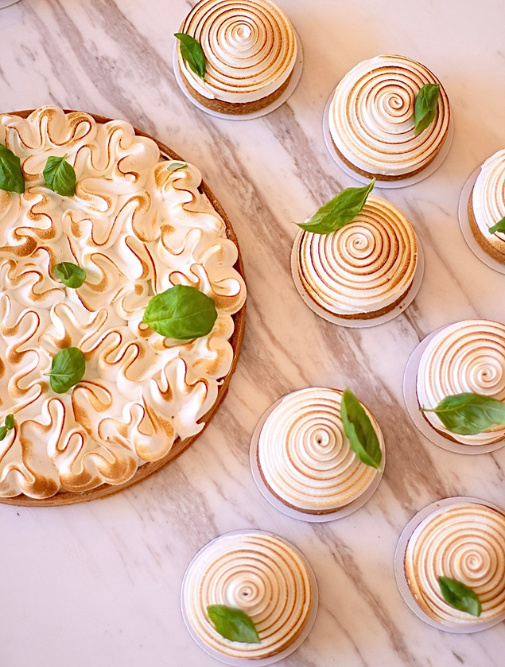 Lemon and basil tarts